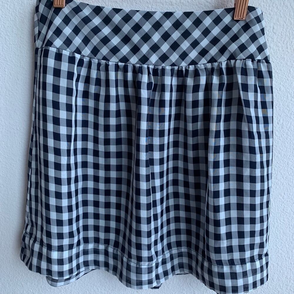 GAP Gingham Check Flowy Side Zip Skirt Navy  2